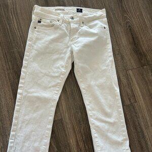 AG Tomboy Crop- Relaxed Straight White Denim Jeans- 27